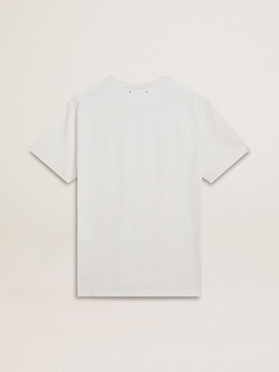 vit bomulls-t-shirt med grönt tryck för män