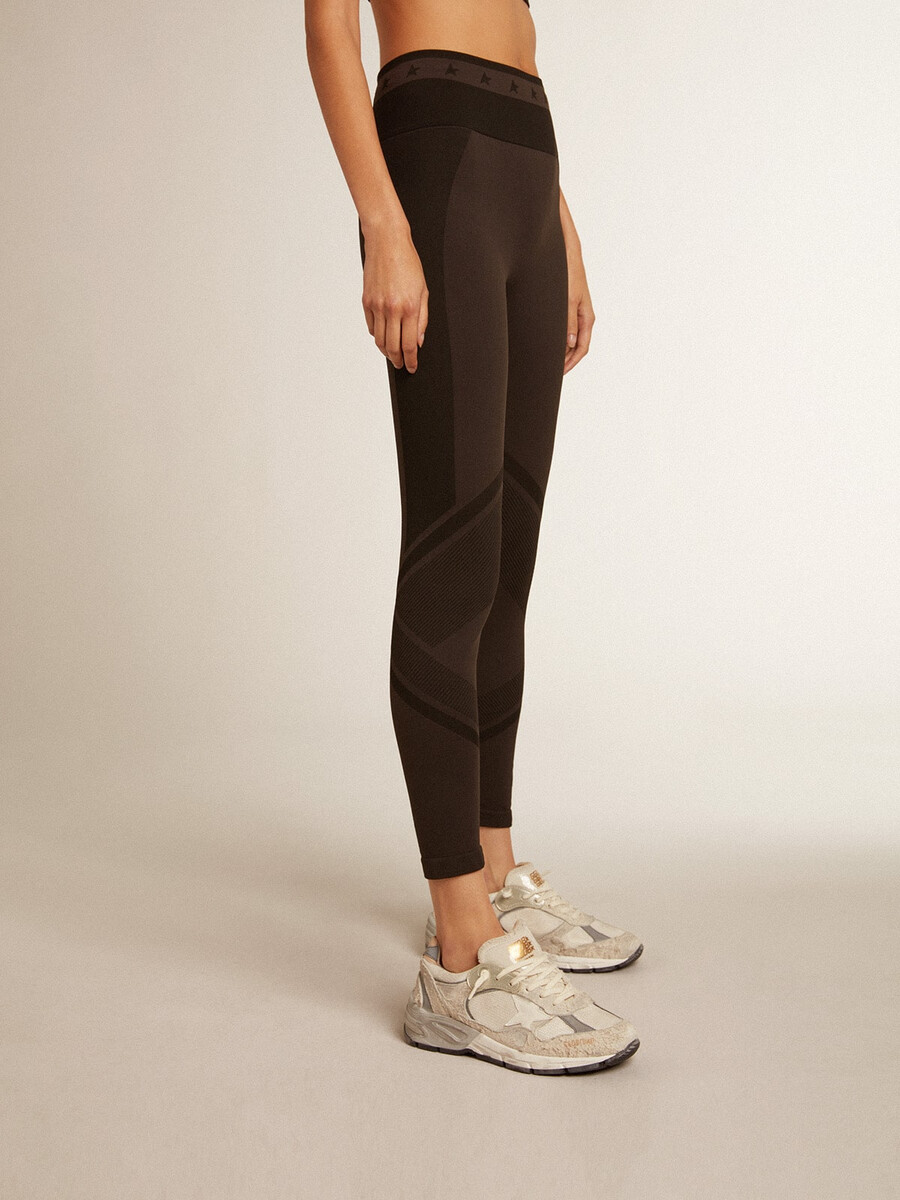 svarta leggings med blandade sömmar för kvinnor