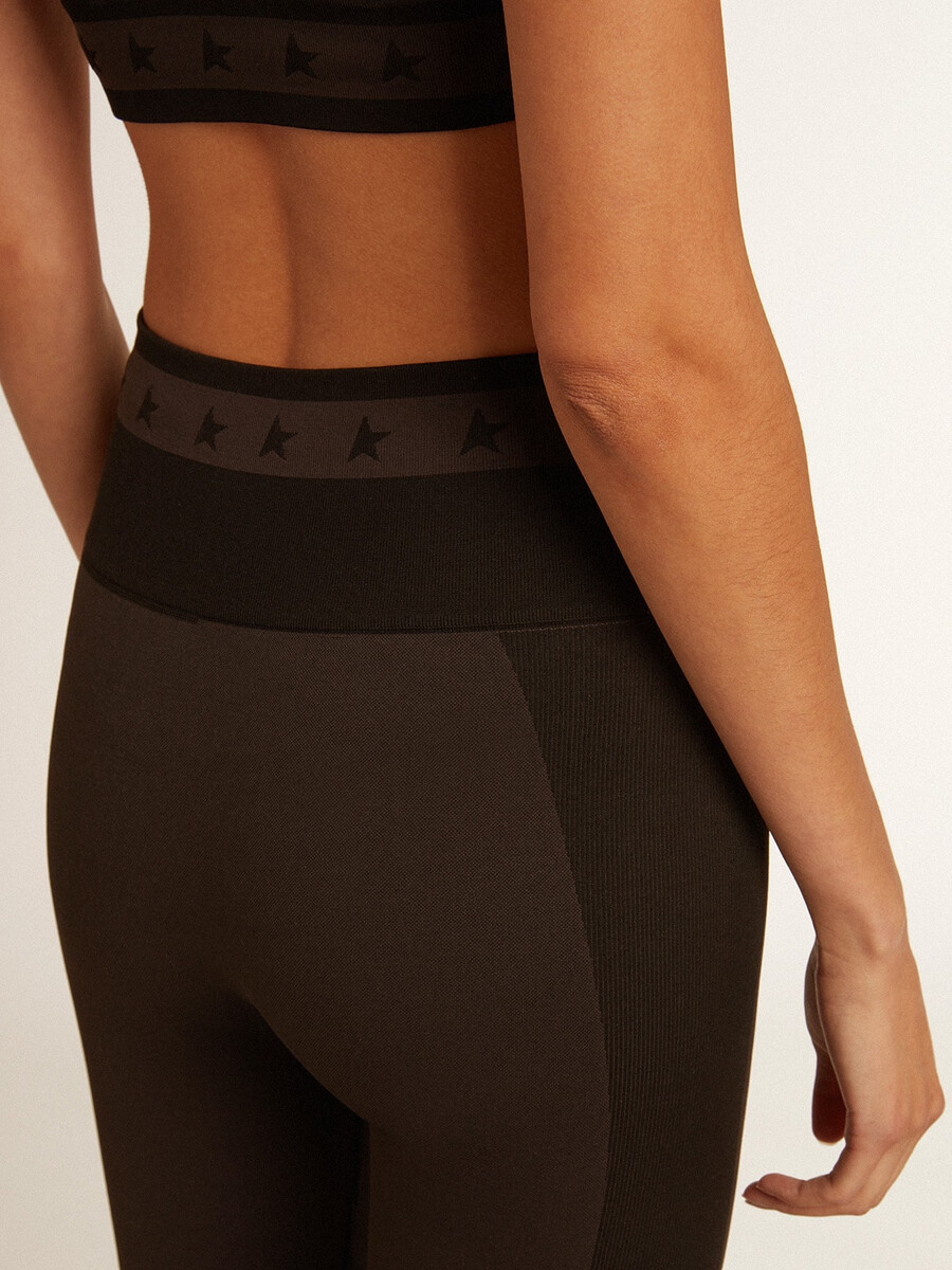 svarta leggings med blandade sömmar för kvinnor