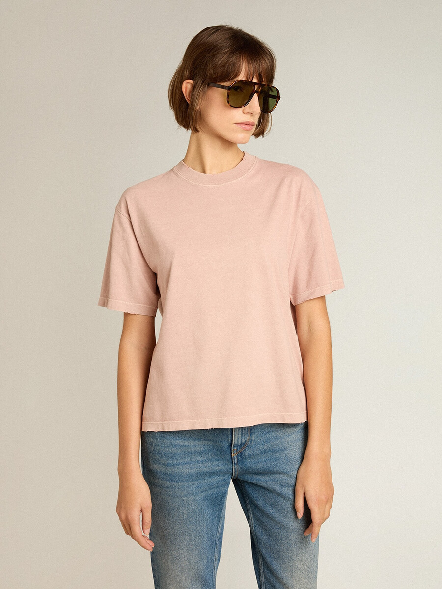 puderrosa t-shirt med omvänd logotyp på baksidan - jersey capsule