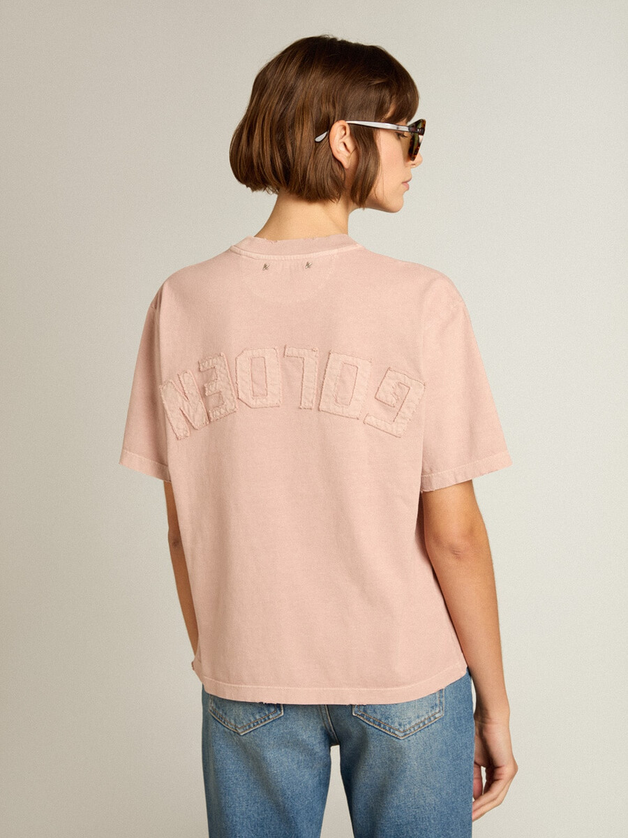 puderrosa t-shirt med omvänd logotyp på baksidan - jersey capsule