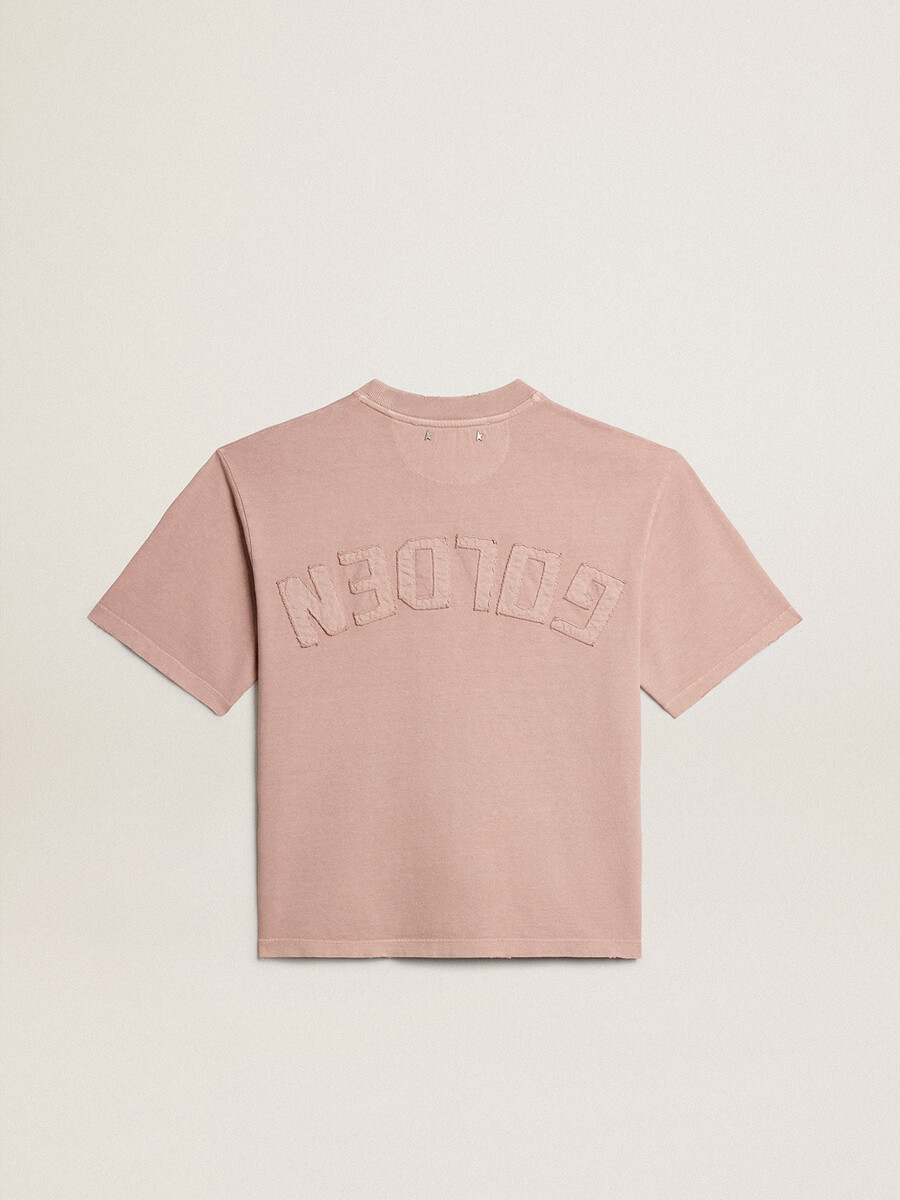puderrosa t-shirt med omvänd logotyp på baksidan - jersey capsule