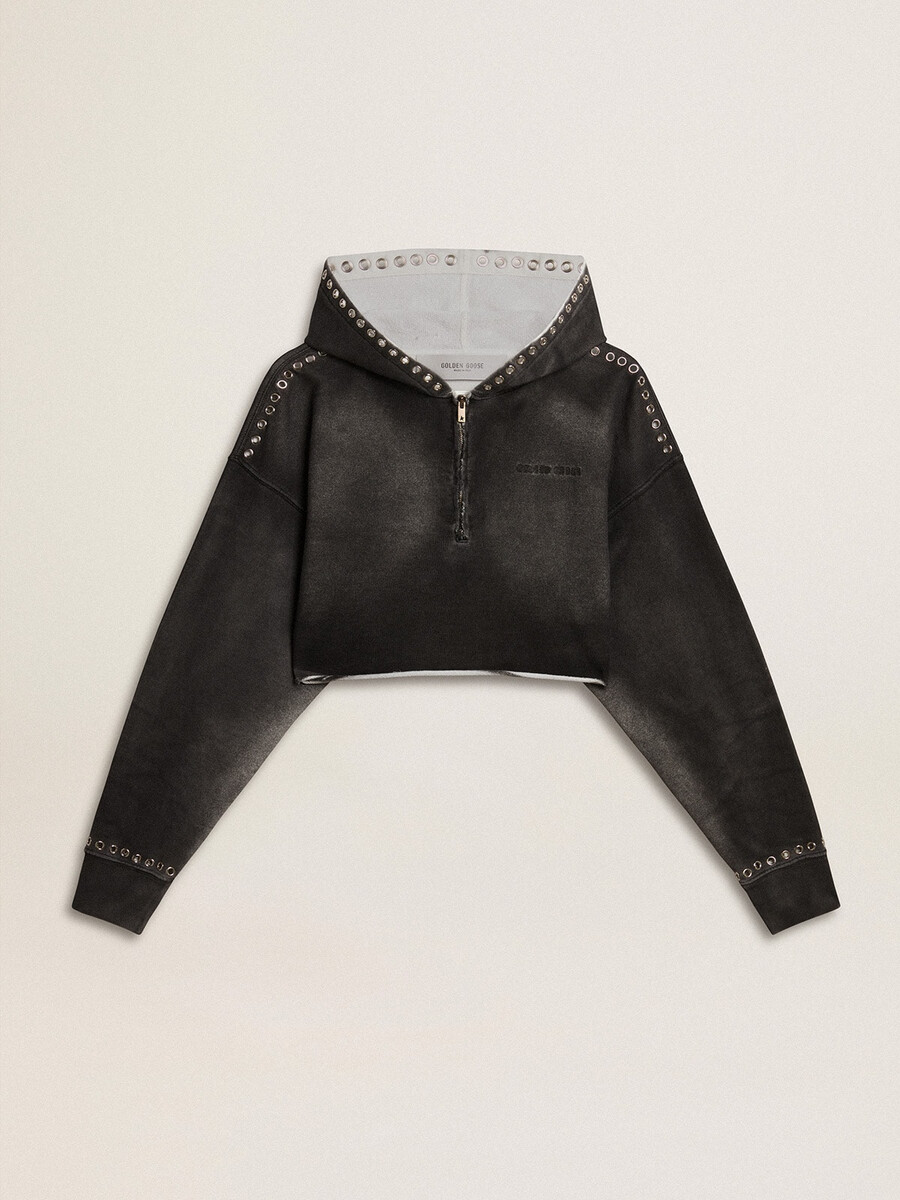 grå beskuren sweatshirt med en inbyggd look