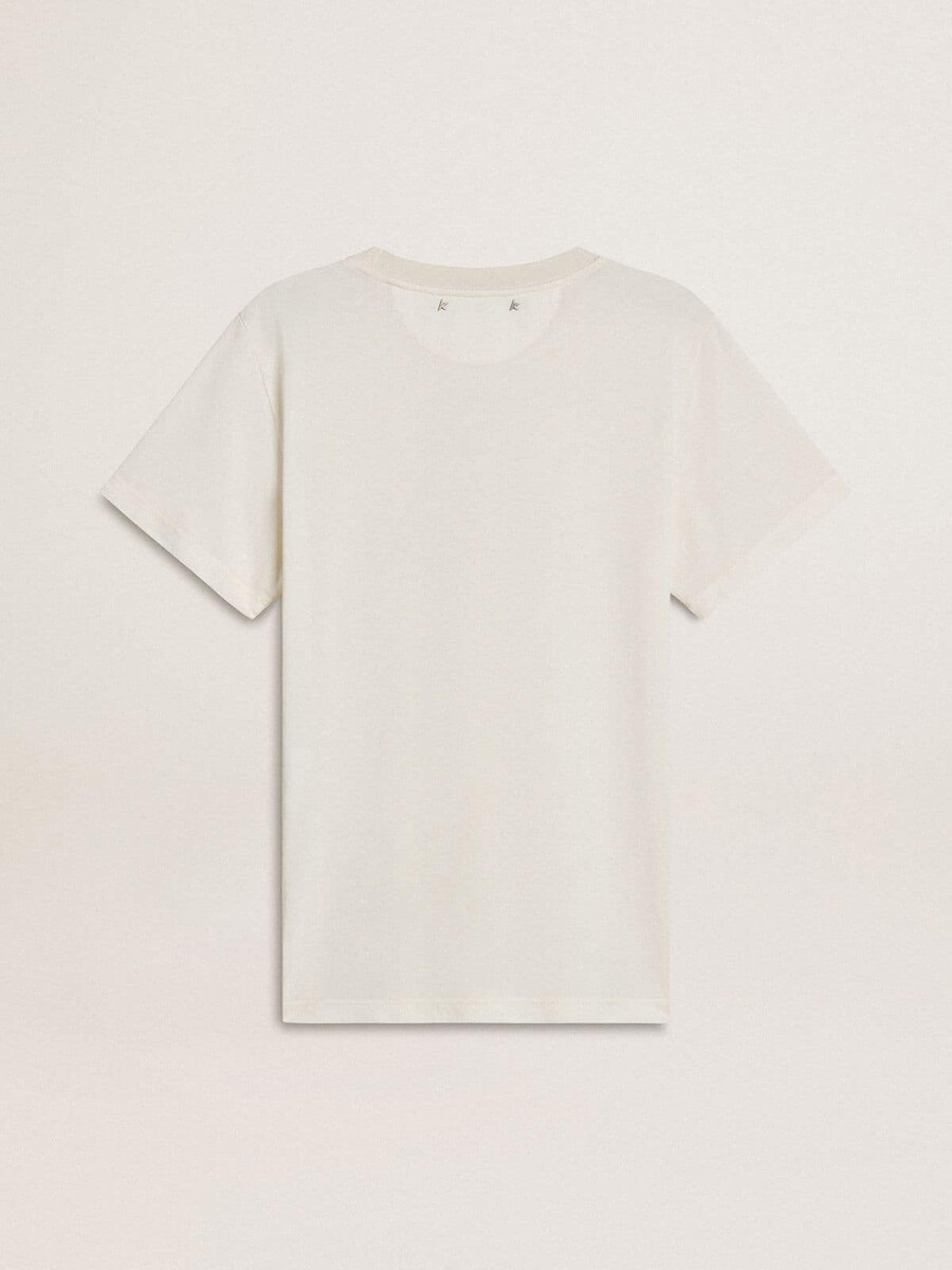 vit t-shirt med tryck framtill för kvinnor