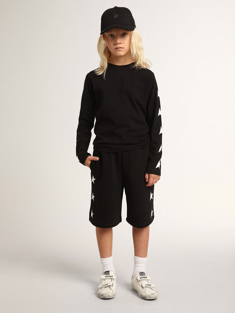 svarta bermudashorts med vita stjärnor för pojkar