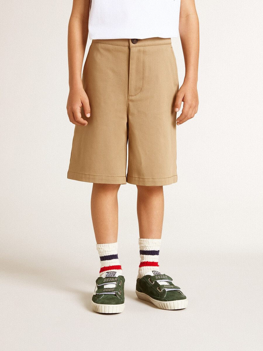 pojkshorts i beige bomull