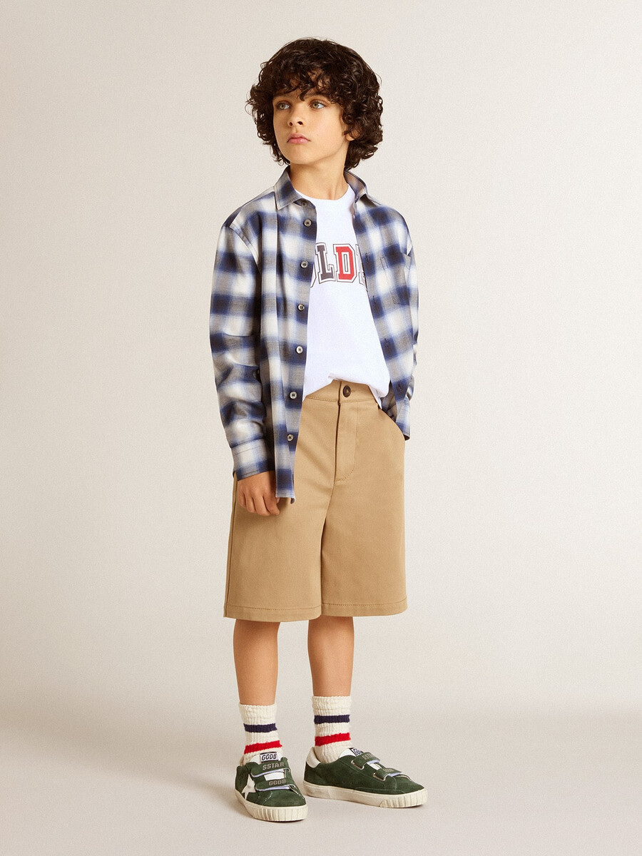 pojkshorts i beige bomull