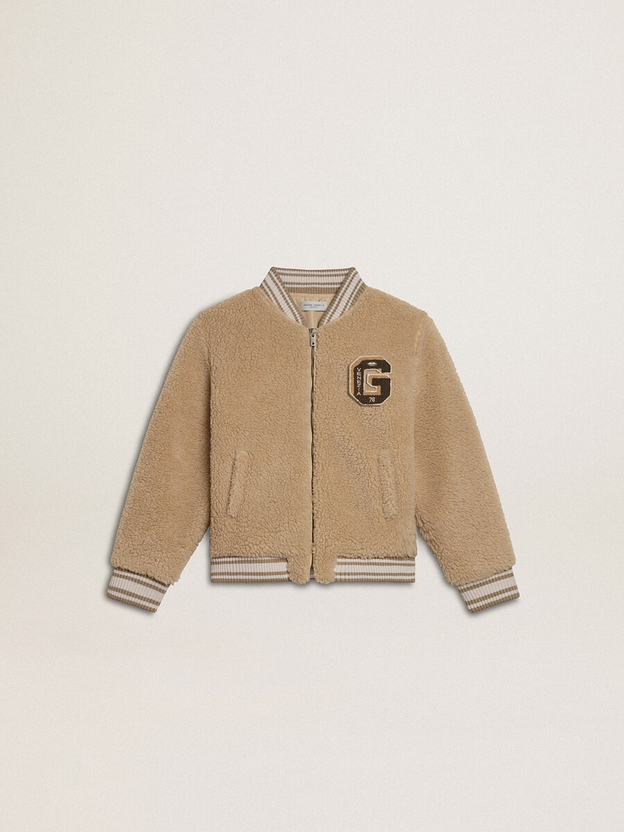 barn beige fleecebomberjacka