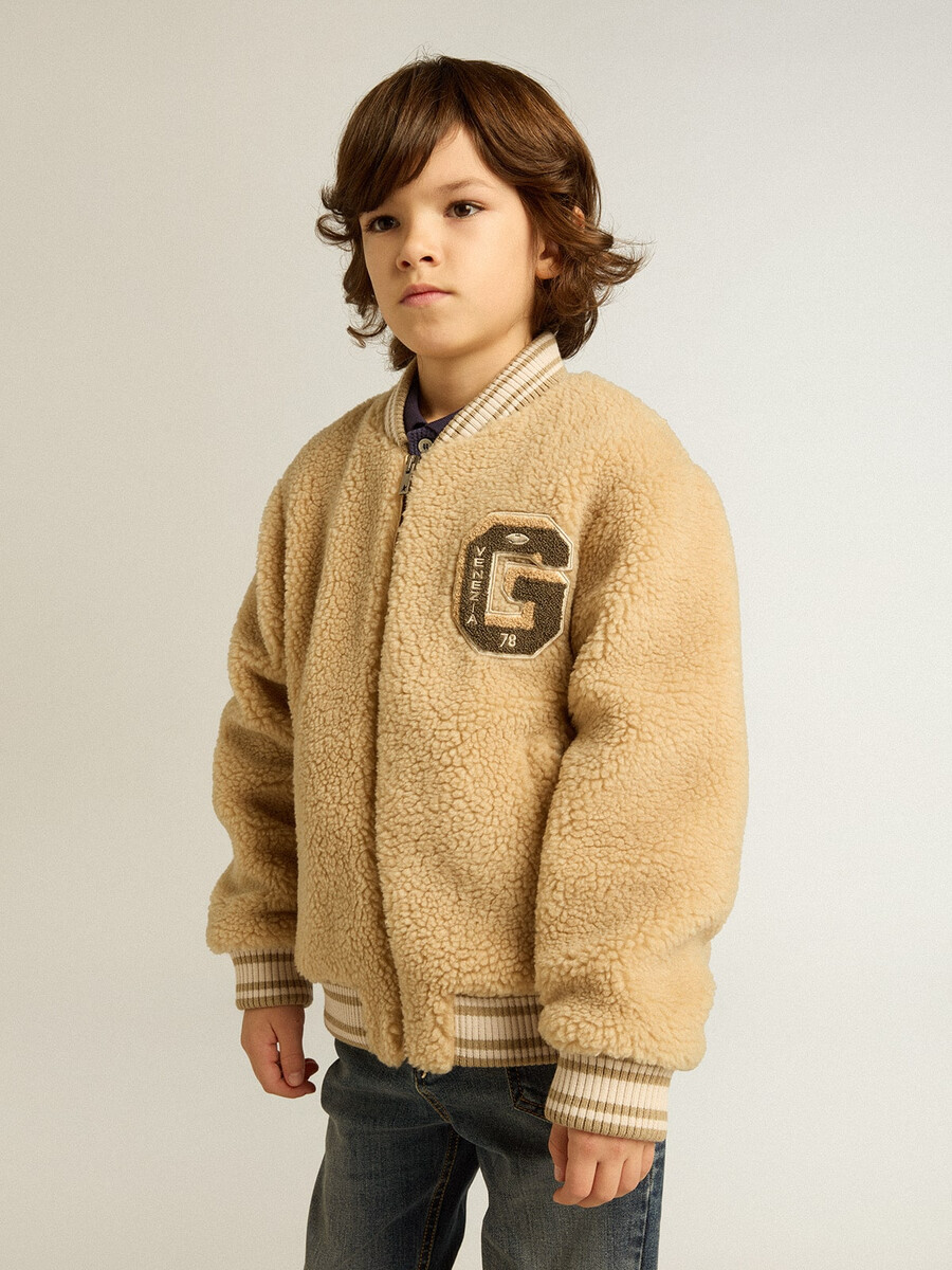barn beige fleecebomberjacka