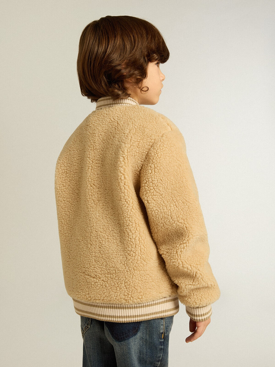 barn beige fleecebomberjacka