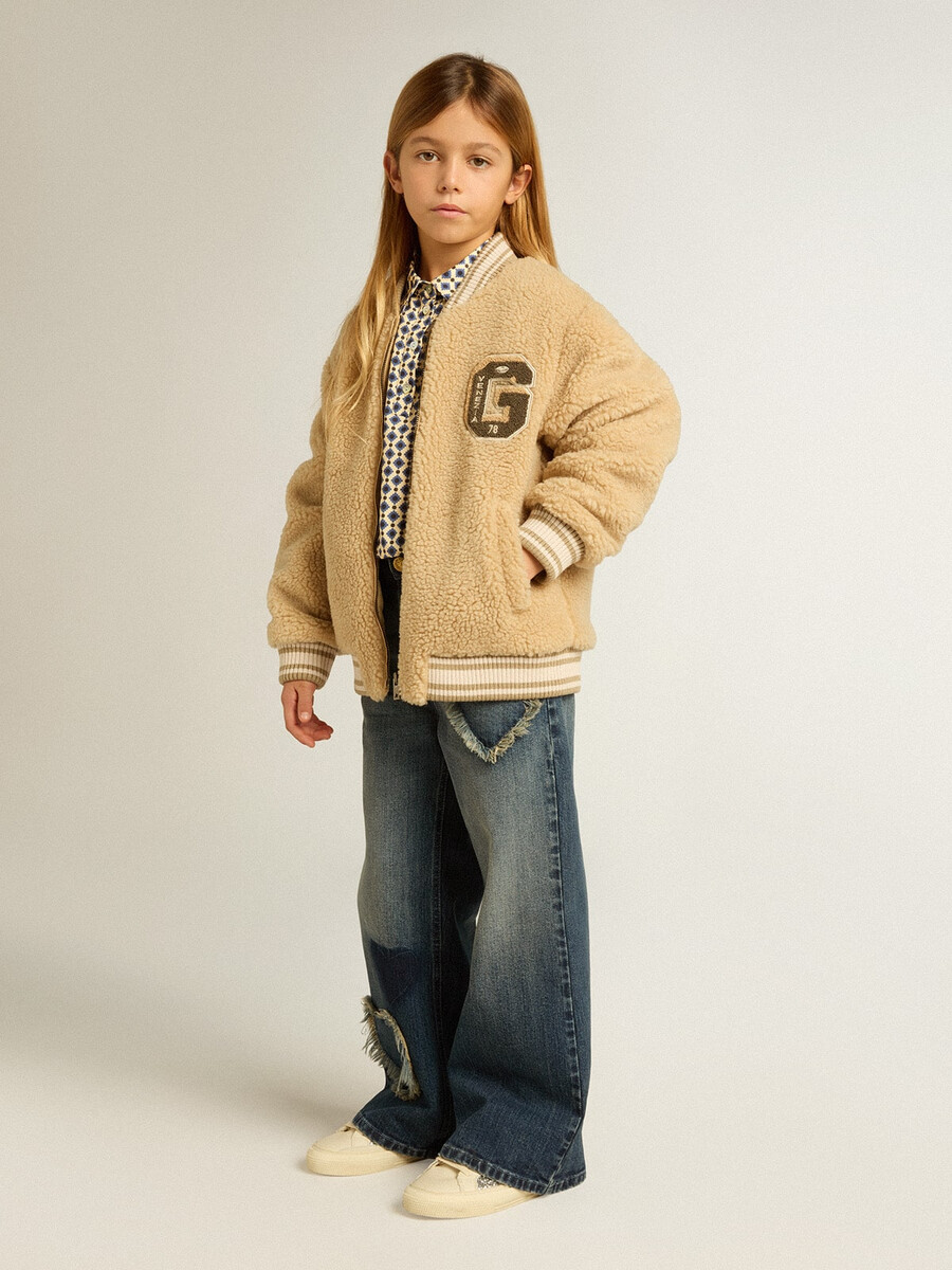 barn beige fleecebomberjacka