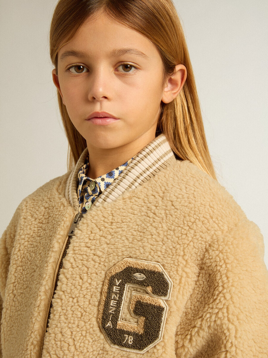 barn beige fleecebomberjacka