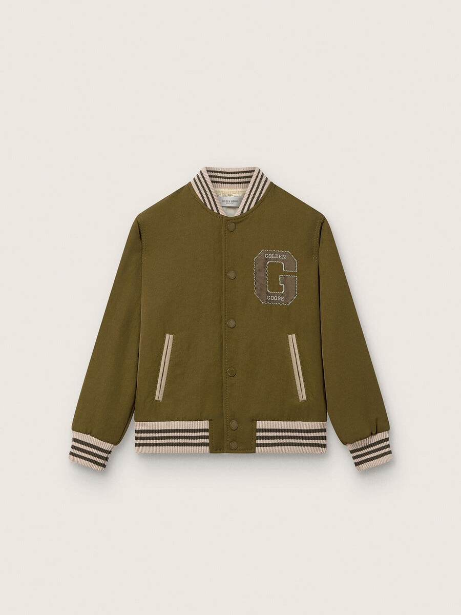 journey unisex bomberjacka i militärgrön nylontwill med broderad lapp