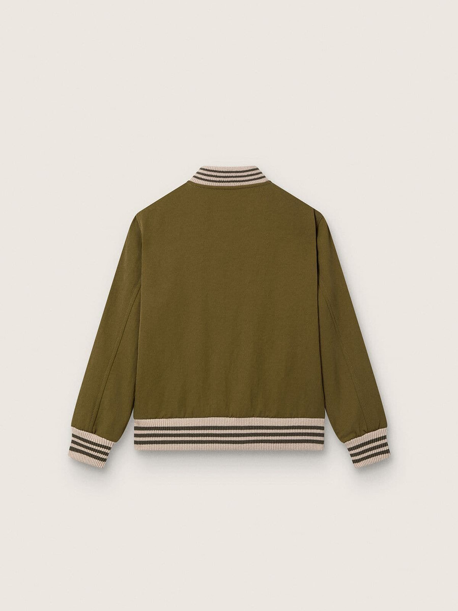 journey unisex bomberjacka i militärgrön nylontwill med broderad lapp