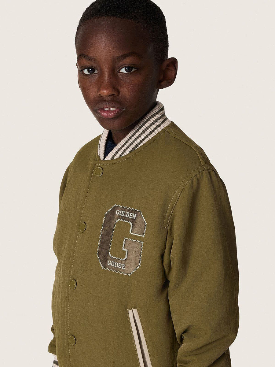 journey unisex bomberjacka i militärgrön nylontwill med broderad lapp
