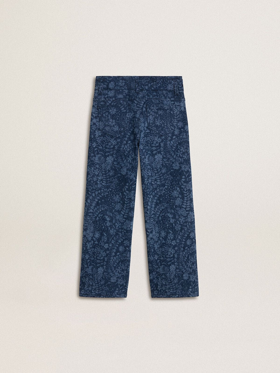 mellantvättade vida jeans med tryck för flickor
