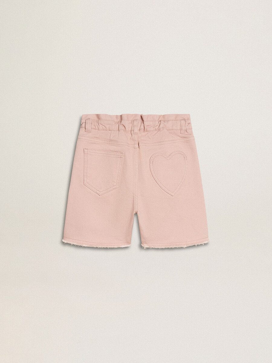 rosa bomullsshorts med broderi för flickor
