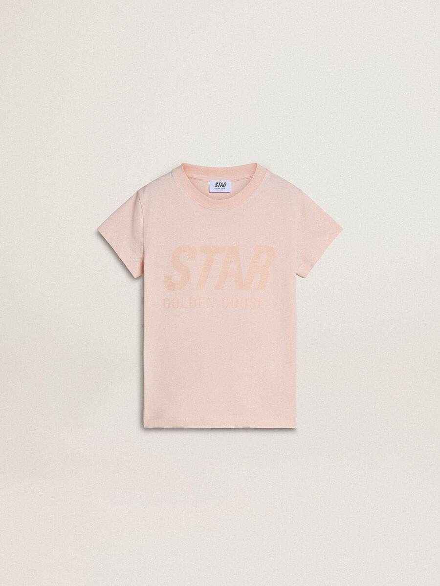 rosa t-shirt för flickor med rosa tryck framtill