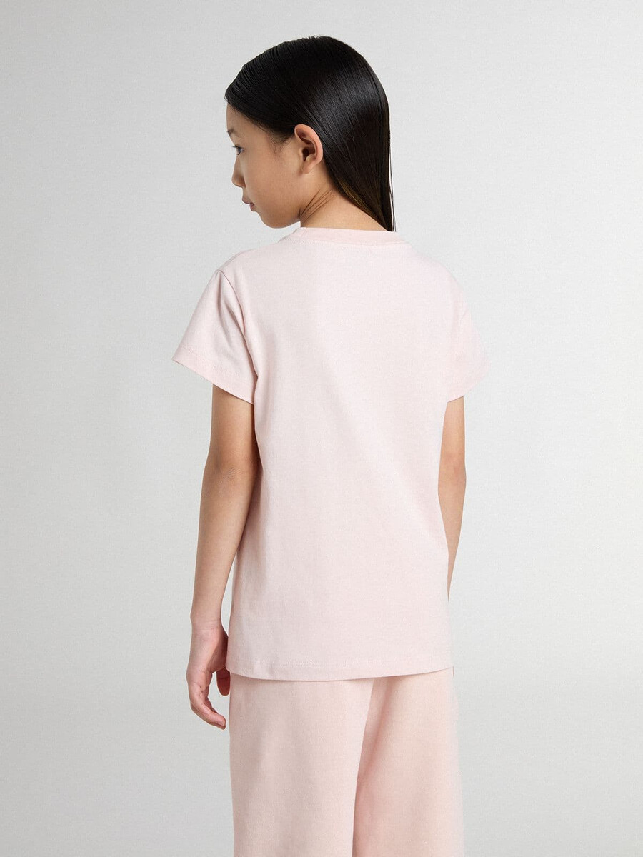 rosa t-shirt för flickor med rosa tryck framtill