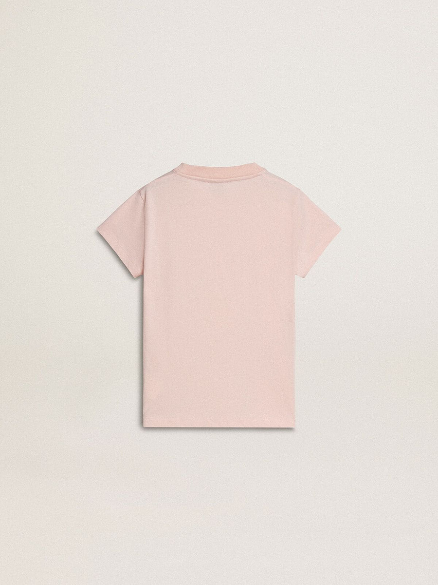 rosa t-shirt för flickor med rosa tryck framtill
