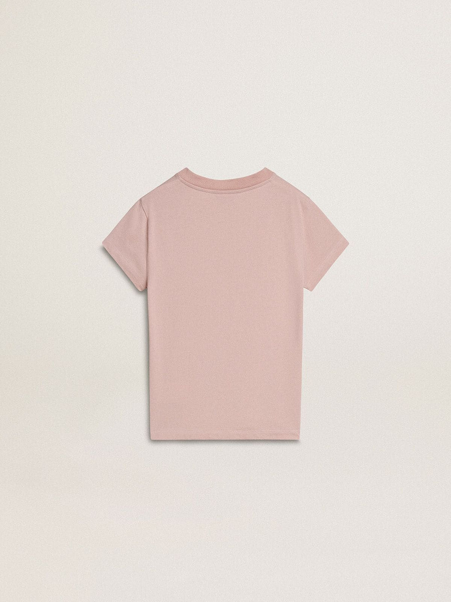 rosa t-shirt med vitt tryck för flickor