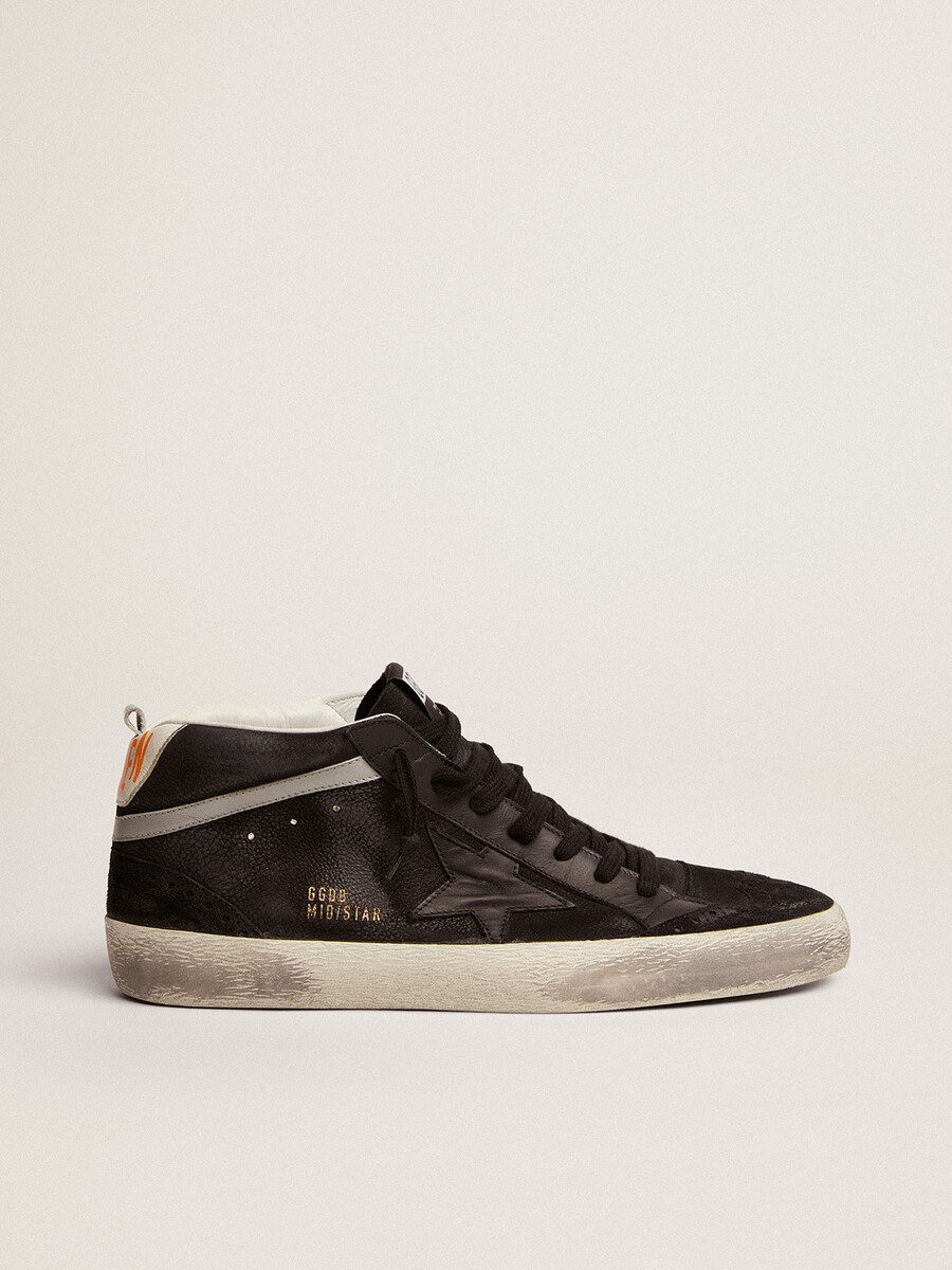 herr mid star i nubuck med svart läderstjärna och silverfärgade blixtar