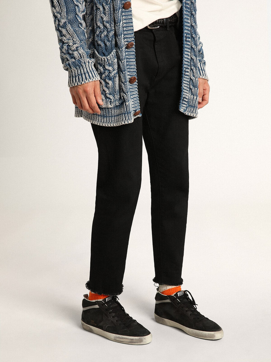 herr mid star i nubuck med svart läderstjärna och silverfärgade blixtar