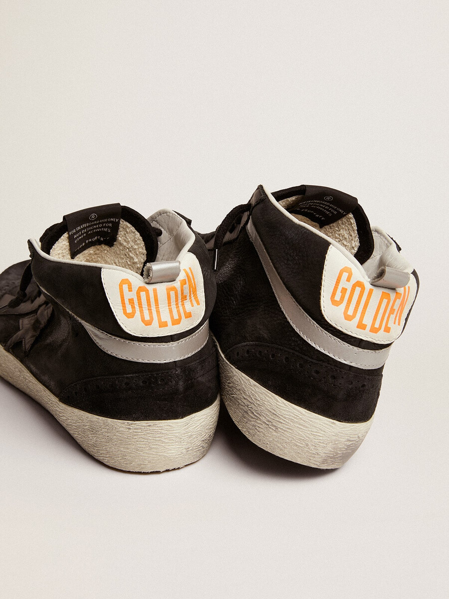 herr mid star i nubuck med svart läderstjärna och silverfärgade blixtar
