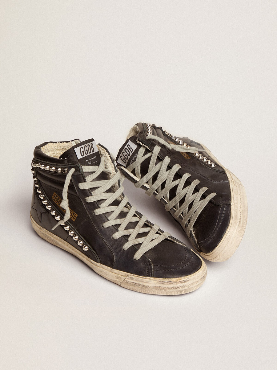 dam slide höga sneakers med nitar