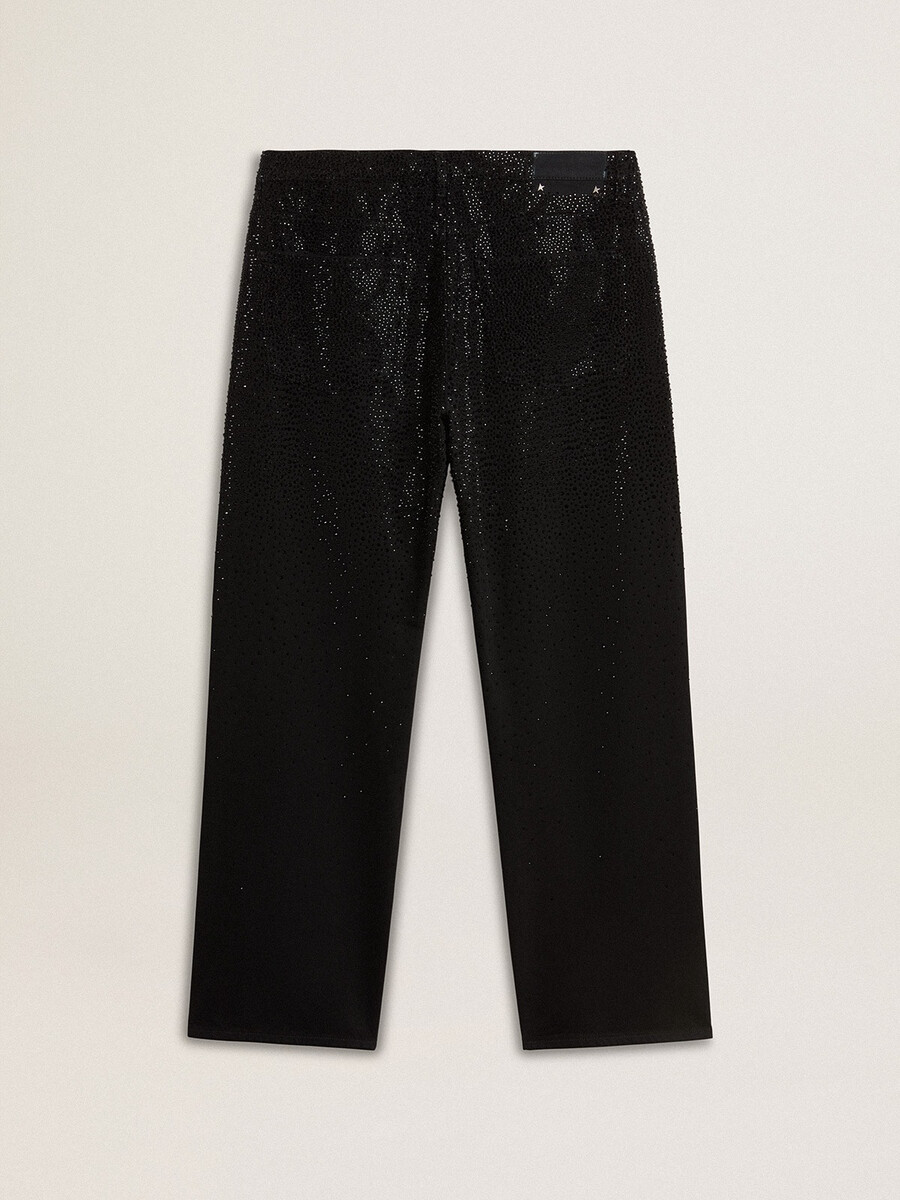 svarta herrjeans med lös passform och kristaller med gradienteffekt