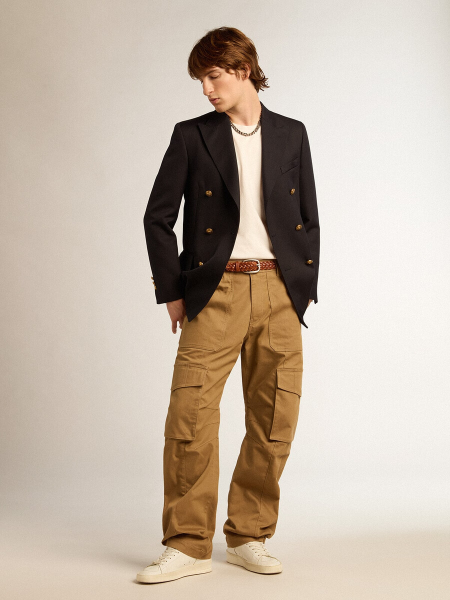 beige khaki cargobyxor