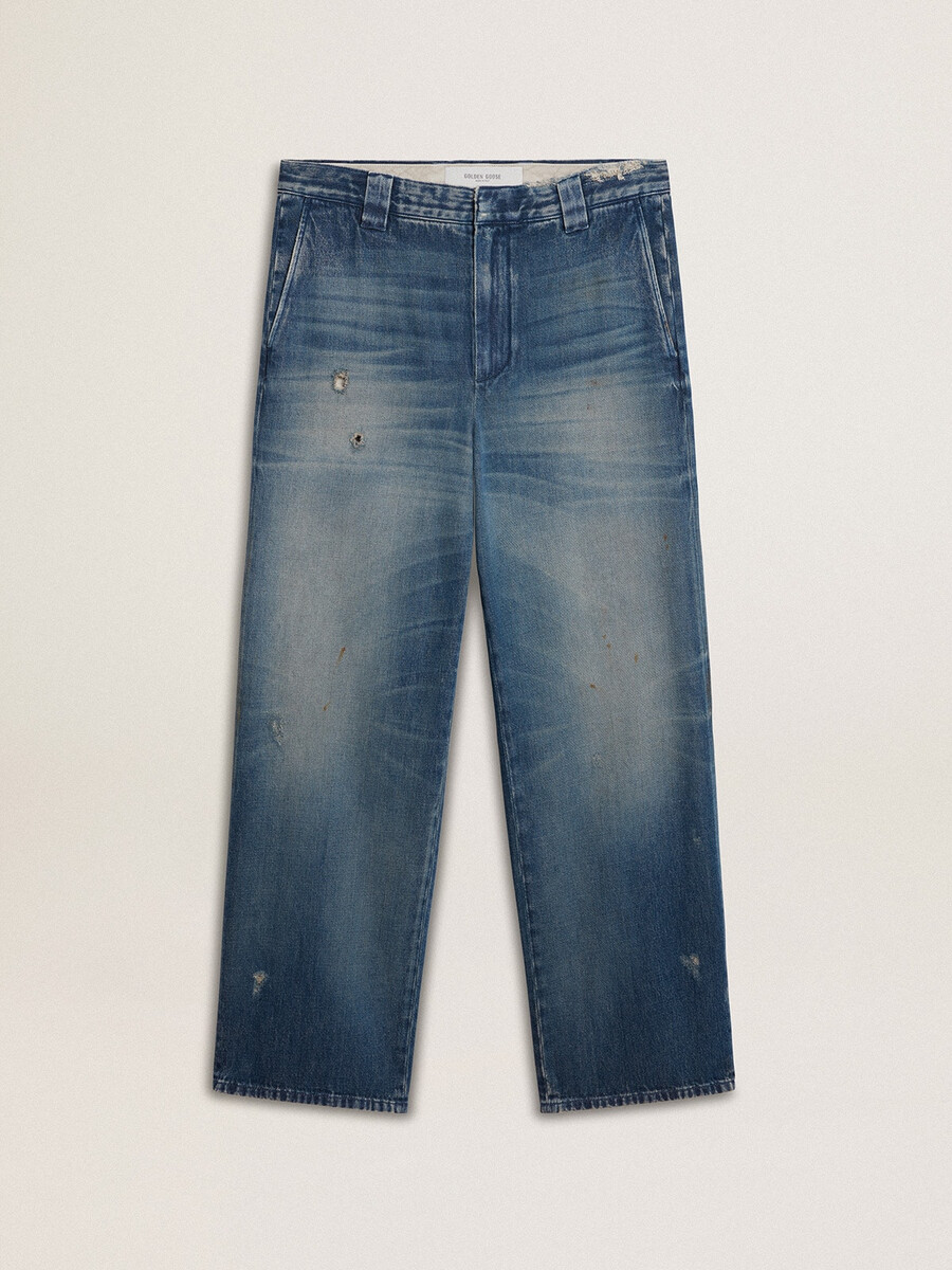 herrjeans chinos med slitna detaljer