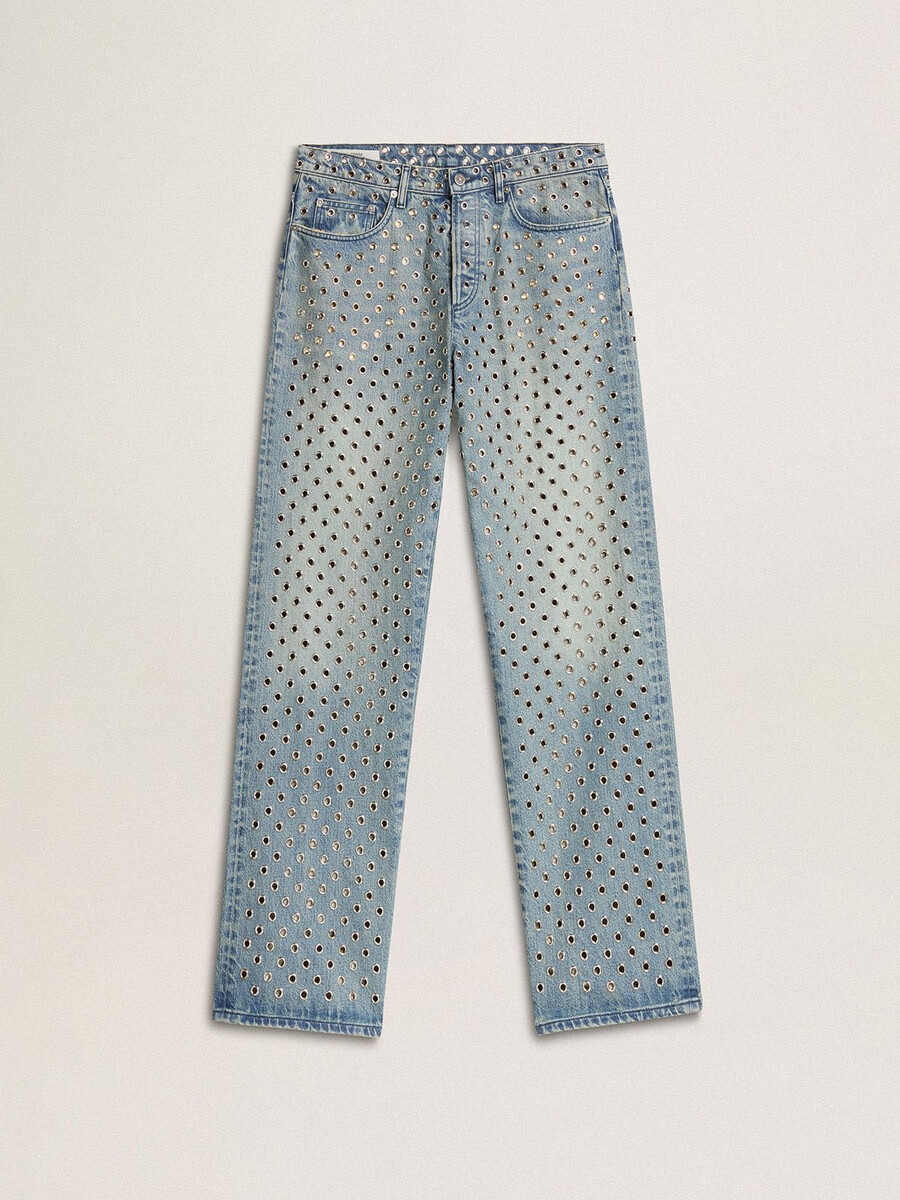 damjeans med tvättade öljetter