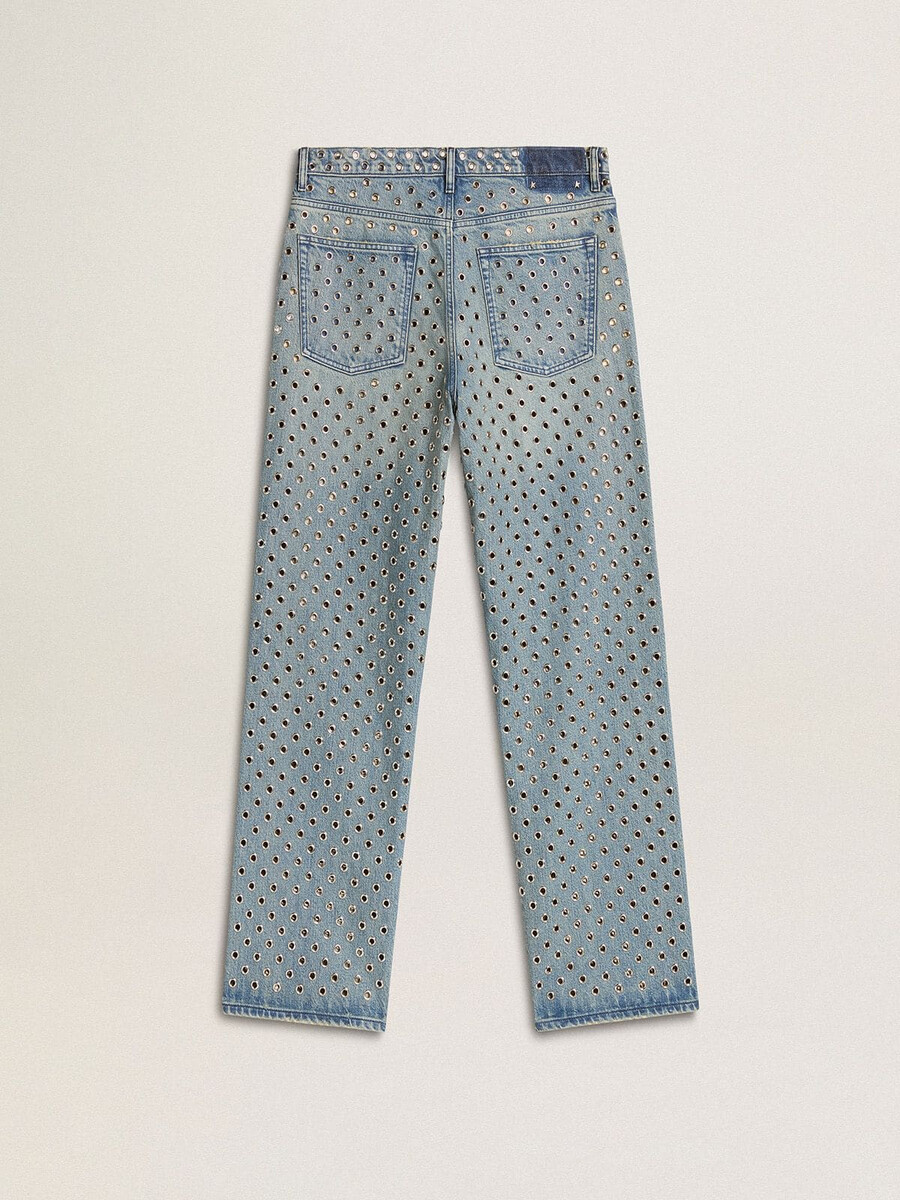 damjeans med tvättade öljetter