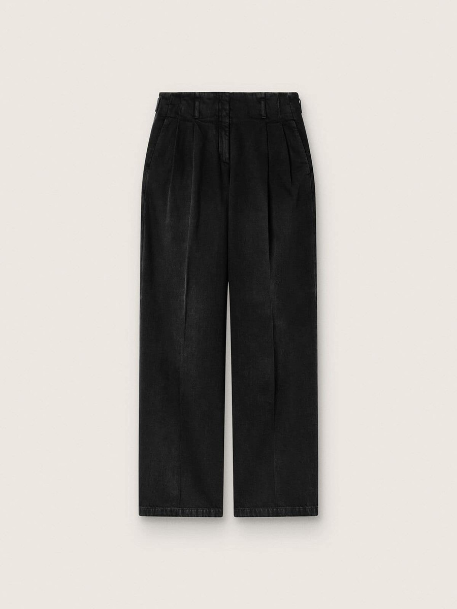 dambyxor i svart bomullsdenim med en klassisk look