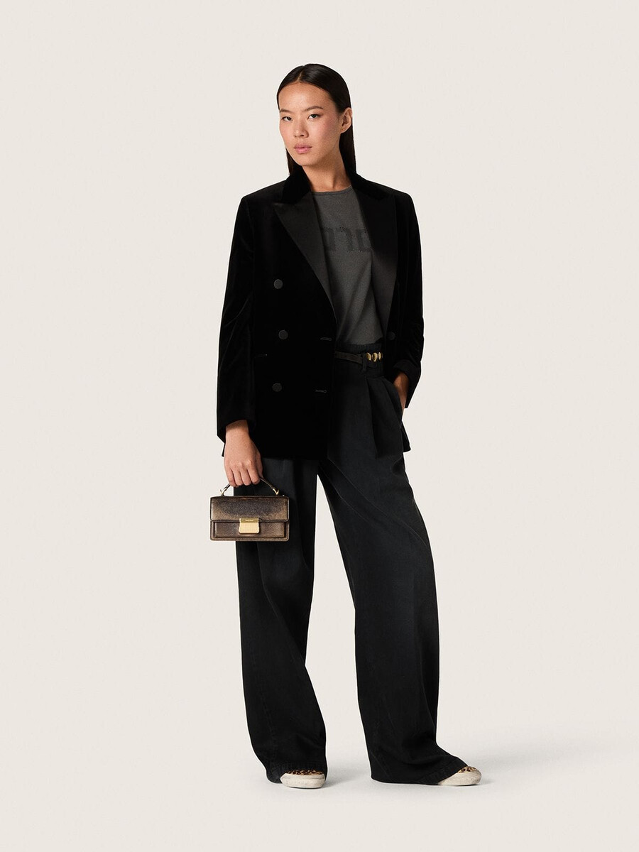 dambyxor i svart bomullsdenim med en klassisk look