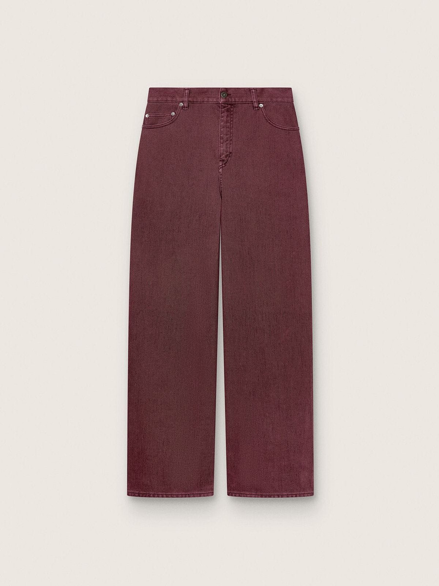 damjeans i vinröd denim