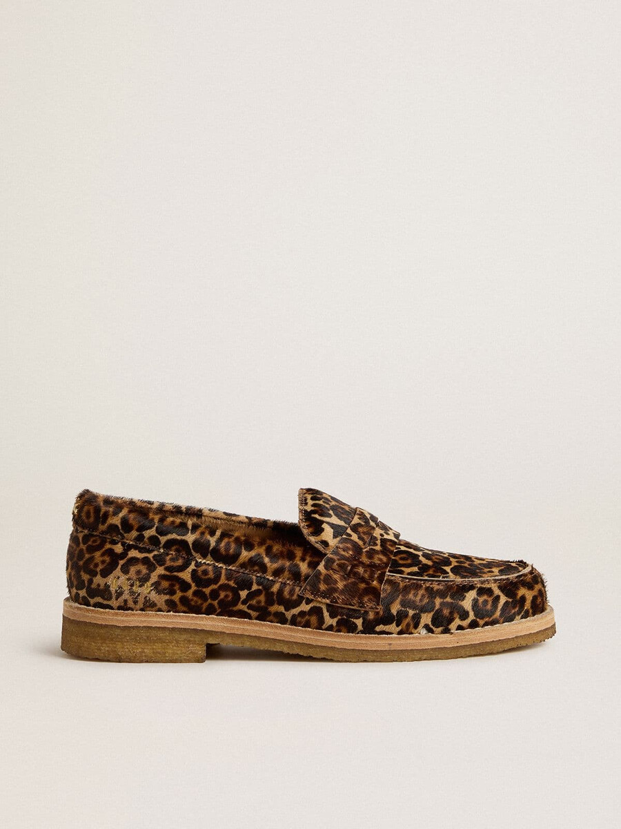 jerry loafers i leopardmönstrat ponnyskinn för dam