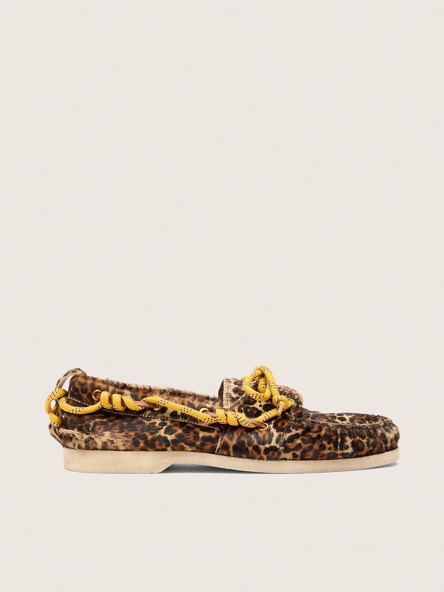 damloafers med leopardmönster och ponnyskinn från cruise