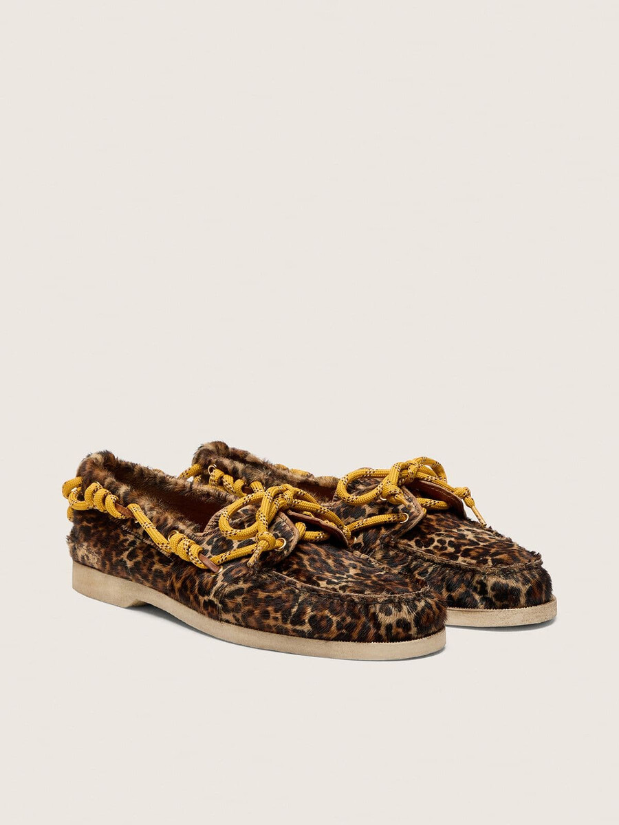 damloafers med leopardmönster och ponnyskinn från cruise