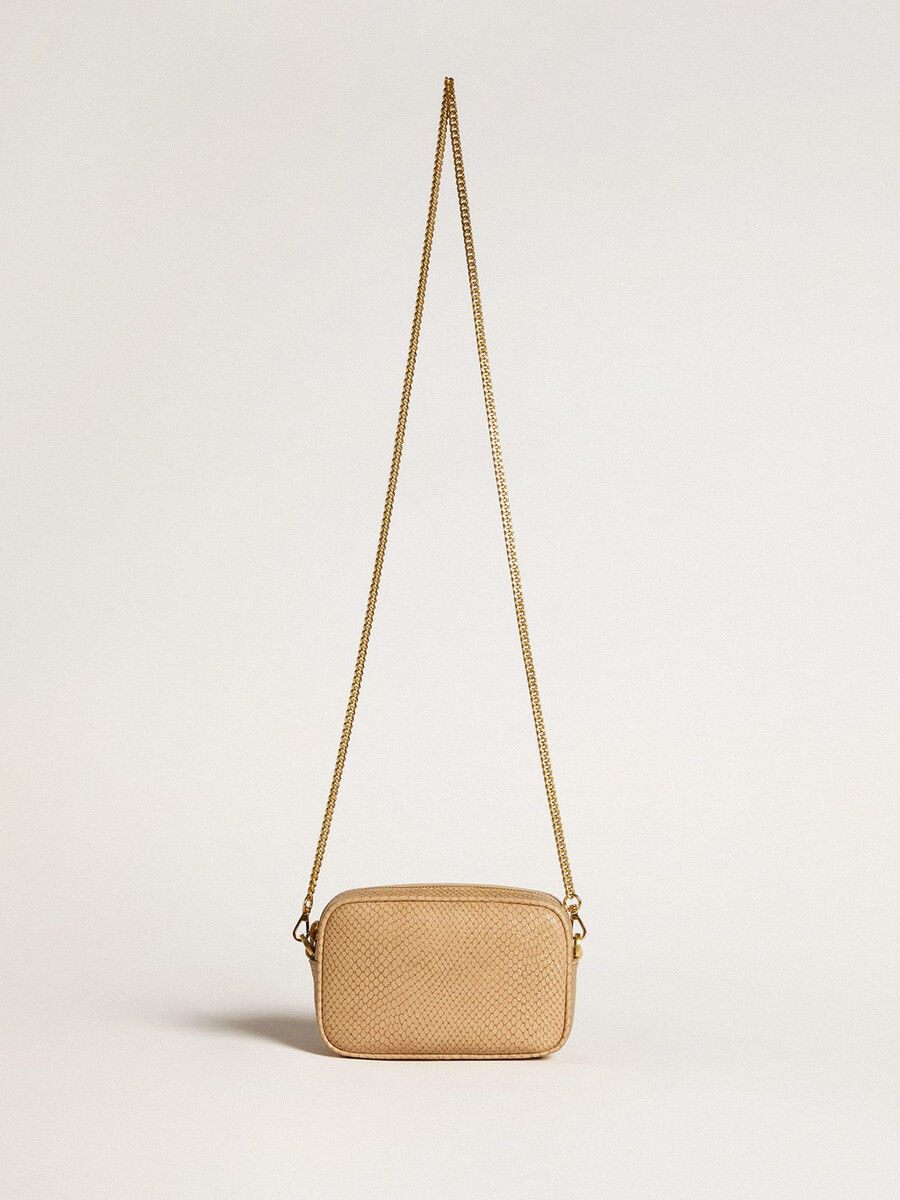 mini star-väska i beige ormskinnsmönstrat läder
