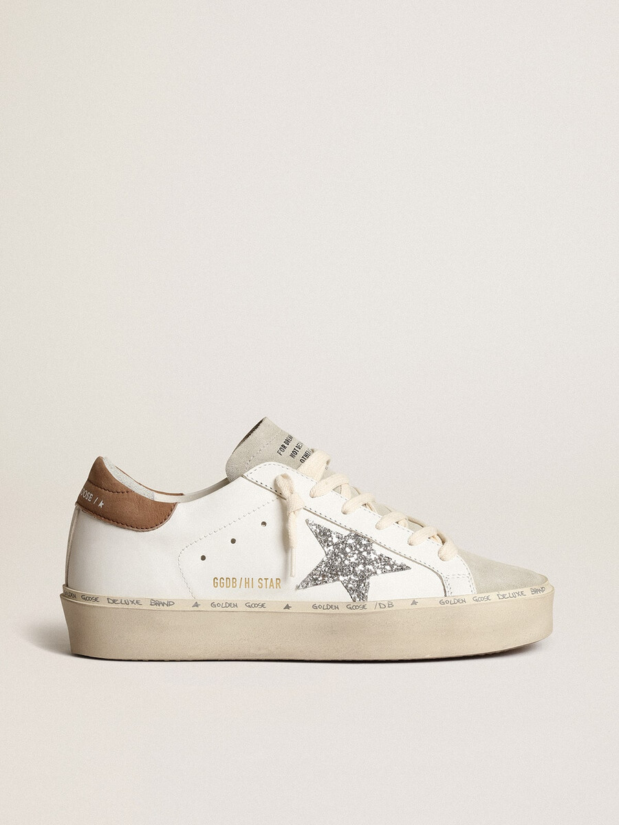dam hi star med silverglitterstjärna och duvgrå nubuck-hälflik