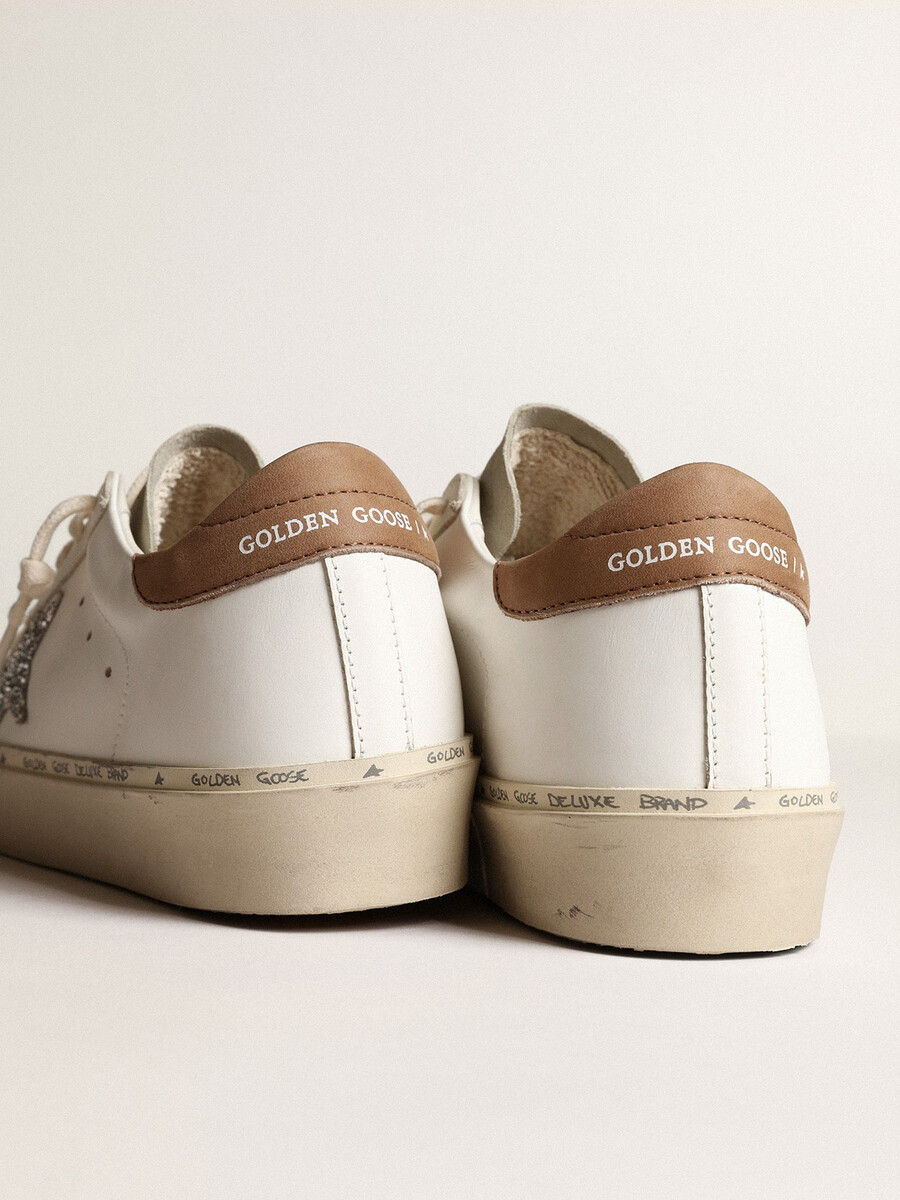 dam hi star med silverglitterstjärna och duvgrå nubuck-hälflik