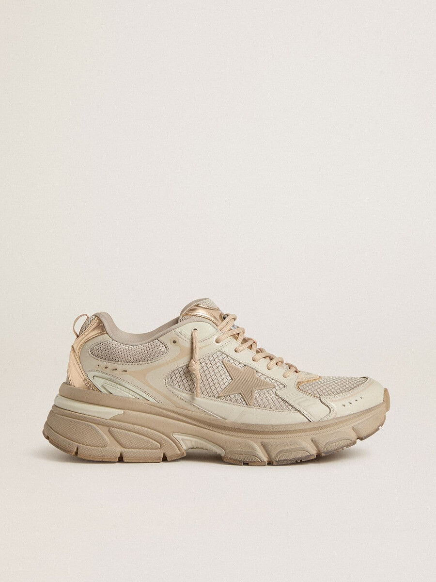 herr lightstar i duvgrått läder och mesh med beige tpu-stjärna