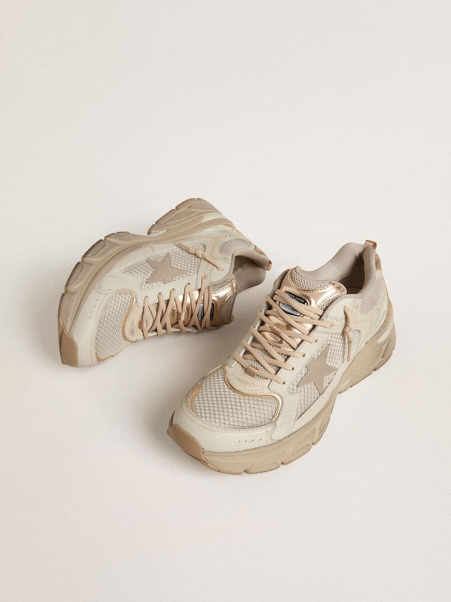 herr lightstar i duvgrått läder och mesh med beige tpu-stjärna