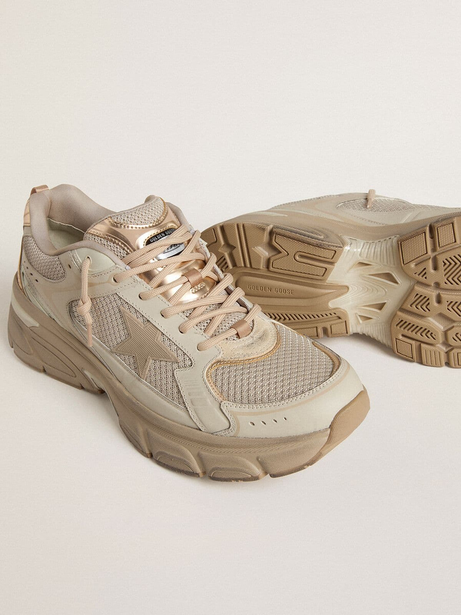 herr lightstar i duvgrått läder och mesh med beige tpu-stjärna