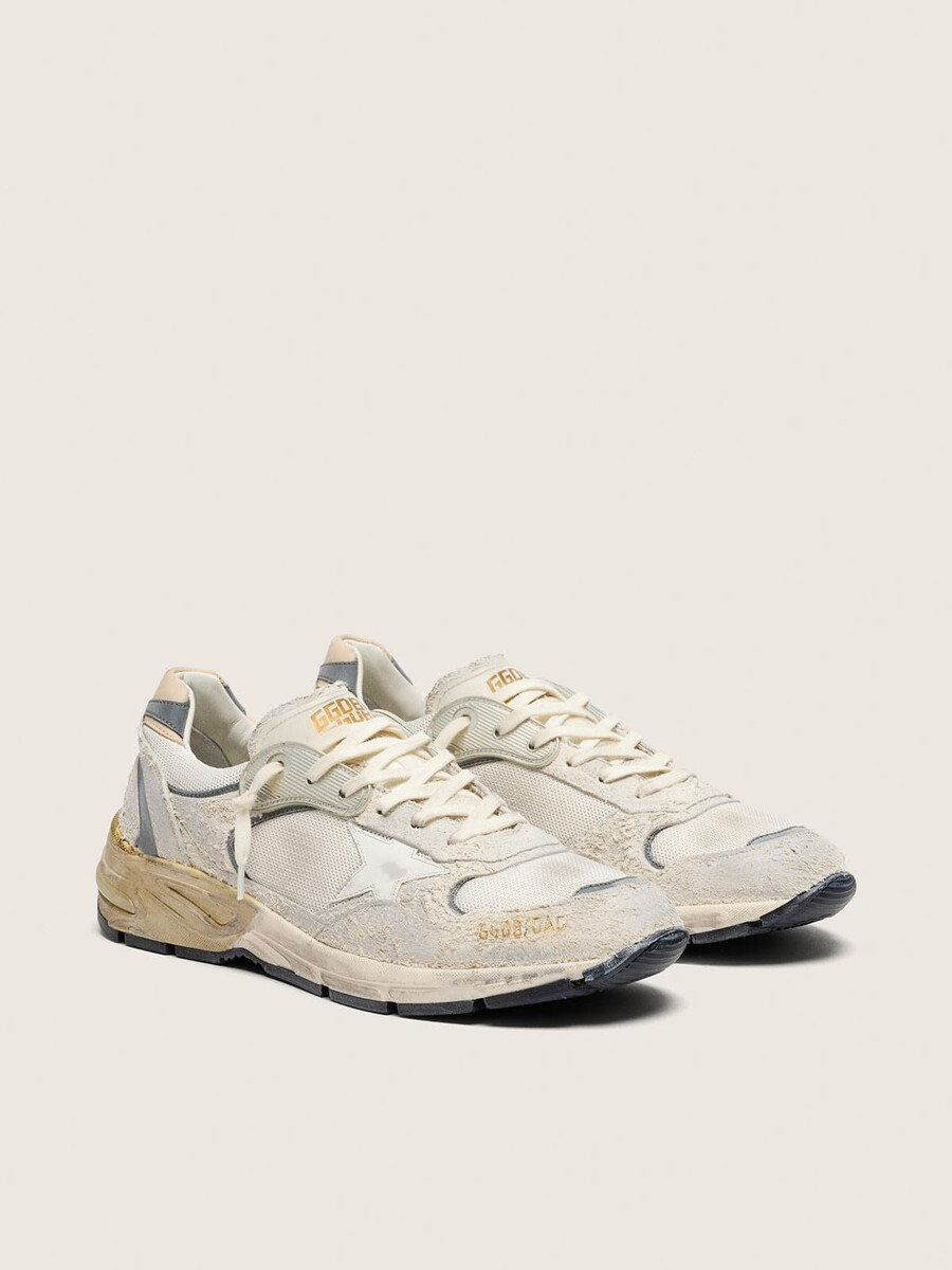 herr dad-star i mocka och mesh med vit läderstjärna och beige läderhälflik