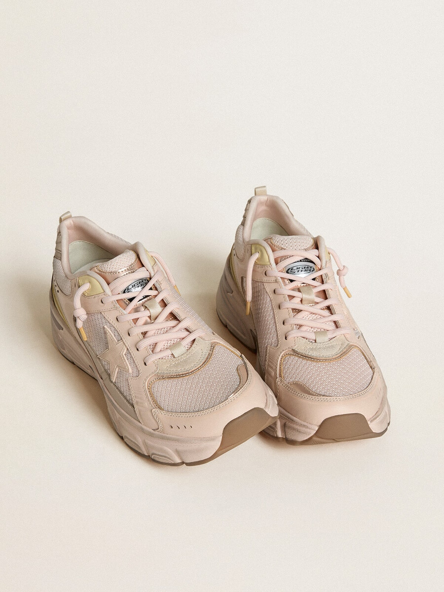 damskor lightstar med rosa läder- och mesh-ovandel och rosa stjärna