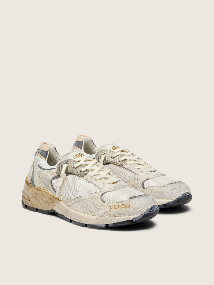 dam dad-star i mocka och mesh med vit läderstjärna och beige läderhälflik