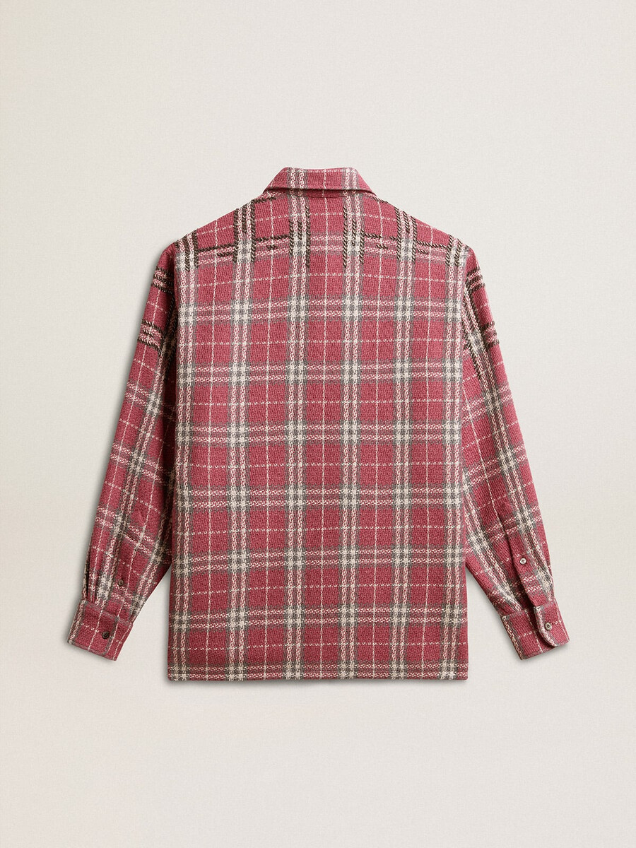 skjorta i boxig passform med broderi i rosa sandfärgad och grått rutmönster